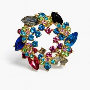 ⚜️ Multicolor Crystal Floral Brooch